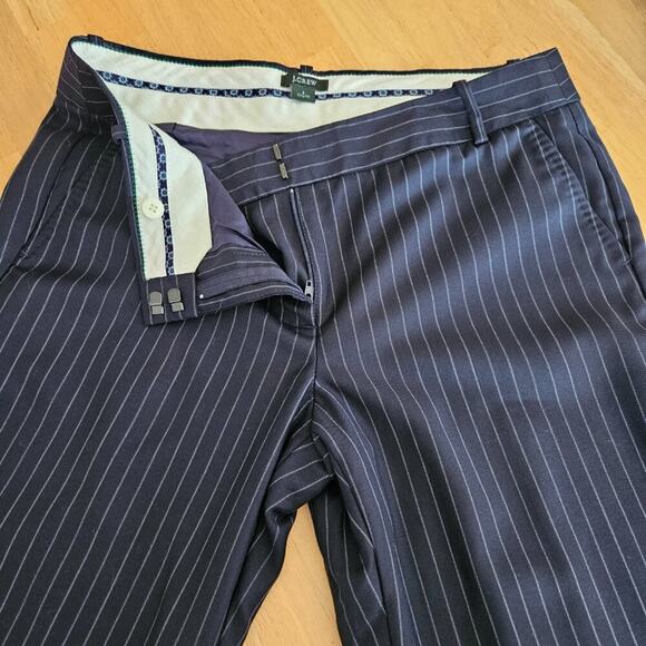 J. Crew City Fit Pinstripe Dress Pants Wool 33" inseam -Navy Blue -sz 8-EUC - Picture 6 of 9
